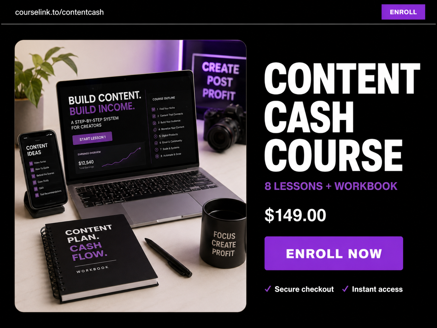 CourseLink.to page for a paid online course